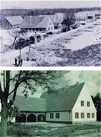 .. Damit warben die Planer um Konrad Meyer in den Jahren 1941/42 &ouml;ffentlich f&uuml;r ihre Visionen. Das Foto zeigt den Neubau eines Musterdorfes im „Warthegau“