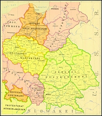 Die Karte zeigt das von Deutschland besetzte Polen. Mit der Vertreibung von Juden und Polen brüstete sich die SS 1941 in der Propaganda-Ausstellung „Planung und Aufbau im Osten“.