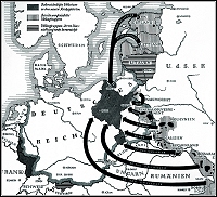 In Konrad Meyers 1941 erschienenem Buch „Landvolk im Werden“ zeigte die Karte „Bodenst&auml;ndiges und r&uuml;ckgef&uuml;hrtes Bauernvolk in Ost und West“ den Stand der „R&uuml;ckf&uuml;hrung“ am 1. Januar 1941.