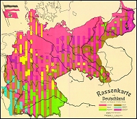 Eine 1934 publizierte „Rassenkarte von Deutschland“ versuchte, ihre regionale Verbreitung zu zeigen.