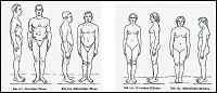 Hans F. K. Günthers „Rassenkunde des deutschen Volkes“ von 1930 visualisierte vermeintliche Rassenmerkmale holzschnittartig.